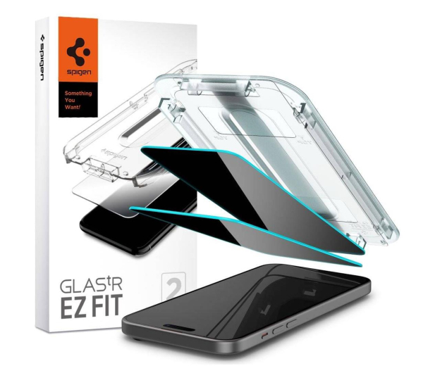 SPIGEN Glas.tr 'ez fit' 2-pack do iPhone 15 privacy AGL06905 - 1178820 - zdjęcie
